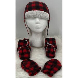 Hudson Baby HB Unisex Baby Trapper Hat Mitten Bootie Set Buffalo Check 18/24 Mos